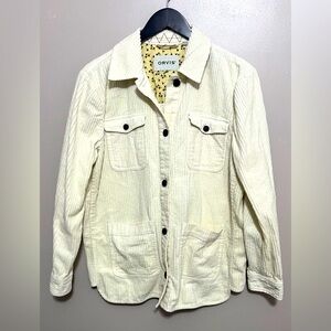 Orvis corduroy shacket shirt jacket button down pockets floral flip cuff Size M